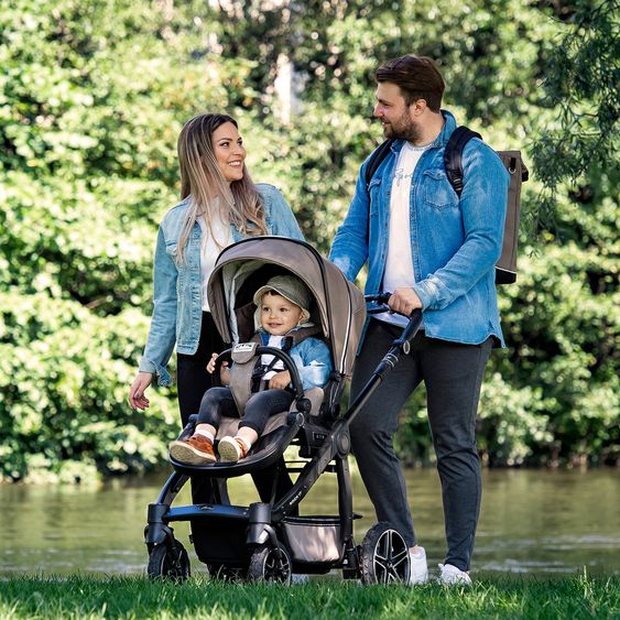 Hartan 2in1 Kombi-Kinderwagen-Set Rock IT GTR Outdoor bis 22 kg belastbar mit Knickschieber, Handbremse, Sportsitz, Falttasche Premium & Regenschutz - Toffee