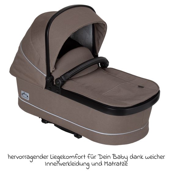 Hartan 2in1 Kombi-Kinderwagen-Set Rock IT GTR Outdoor bis 22 kg belastbar mit Knickschieber, Handbremse, Sportsitz, Falttasche Premium & Regenschutz - Toffee