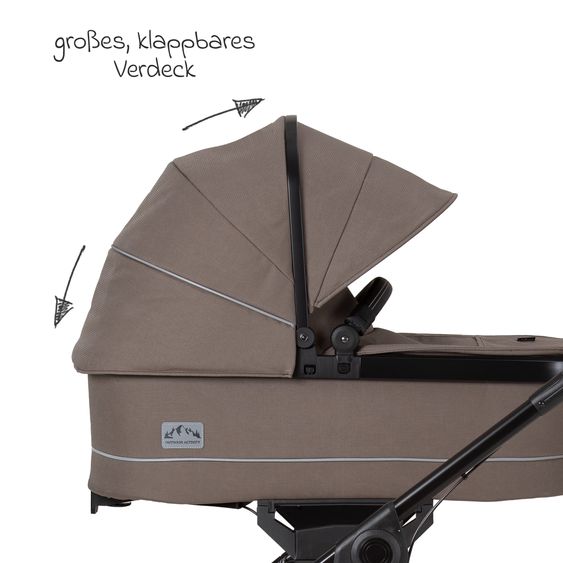 Hartan 2in1 Kombi-Kinderwagen-Set Rock IT GTR Outdoor bis 22 kg belastbar mit Knickschieber, Handbremse, Sportsitz, Falttasche Premium & Regenschutz - Toffee