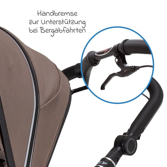 Hartan 2in1 Kombi-Kinderwagen-Set Rock IT GTR Outdoor bis 22 kg belastbar mit Knickschieber, Handbremse, Sportsitz, Falttasche Premium & Regenschutz - Toffee