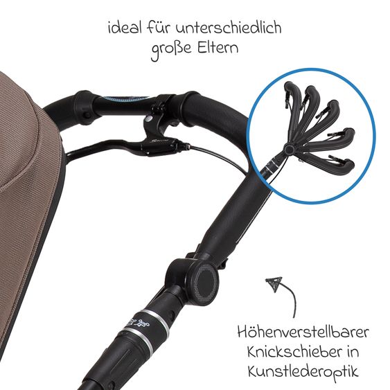 Hartan 2in1 Kombi-Kinderwagen-Set Rock IT GTR Outdoor bis 22 kg belastbar mit Knickschieber, Handbremse, Sportsitz, Falttasche Premium & Regenschutz - Toffee