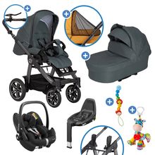 Set passeggino 4in1 Racer GTS fino a 22 kg di portata con borsa pieghevole Trend, seggiolino auto Pebble Pro, base Isofix FamilyFix3, zanzariera, parapioggia, catenella per ciucci e animaletto giocattolo - Animal Stars