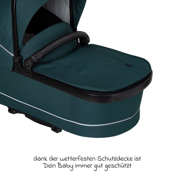 Hartan 4in1 Kombi-Kinderwagen-Set Rockit IT GTR bis 22 kg belastbar mit Falttasche Trend, Babyschale Pebble Pro, Isofix-Basis FamilyFix3, Mückennetz, Regenschutz & Spieltier - Leaf