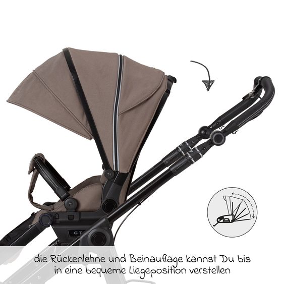 Hartan 4in1 Kombi-Kinderwagen-Set Rockit IT GTR bis 22 kg belastbar mit Falttasche Trend, Babyschale Pebble Pro, Isofix-Basis FamilyFix3, Mückennetz, Regenschutz & Spieltier - Toffee