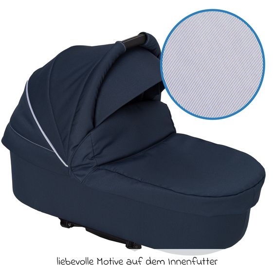 Hartan Babywanne / Falttasche Trend inkl. Windschutz & Softline Matratze für alle GTS-Modelle - Navy Stripes