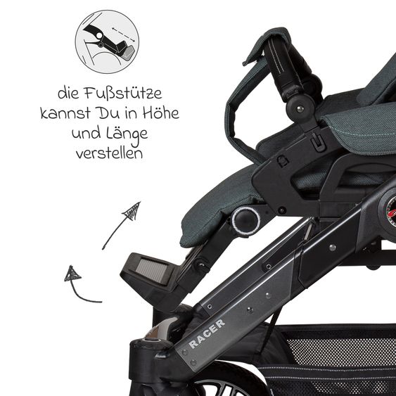 Hartan Buggy & Sportwagen Racer GTS bis 22 kg belastbar mit Handbremse, Knickschieber inkl. Regenschutz - Animal Stars