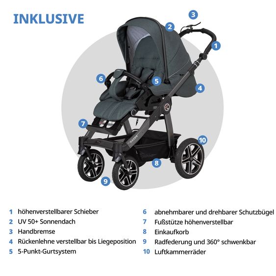 Hartan Buggy & Sportwagen Racer GTS bis 22 kg belastbar mit Handbremse, Knickschieber inkl. Regenschutz - Animal Stars