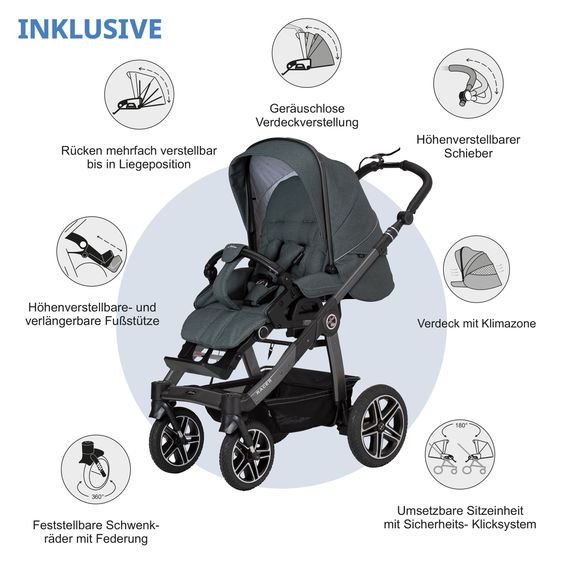 Hartan Buggy & Sportwagen Racer GTS bis 22 kg belastbar mit Handbremse, Knickschieber inkl. Regenschutz - Animal Stars
