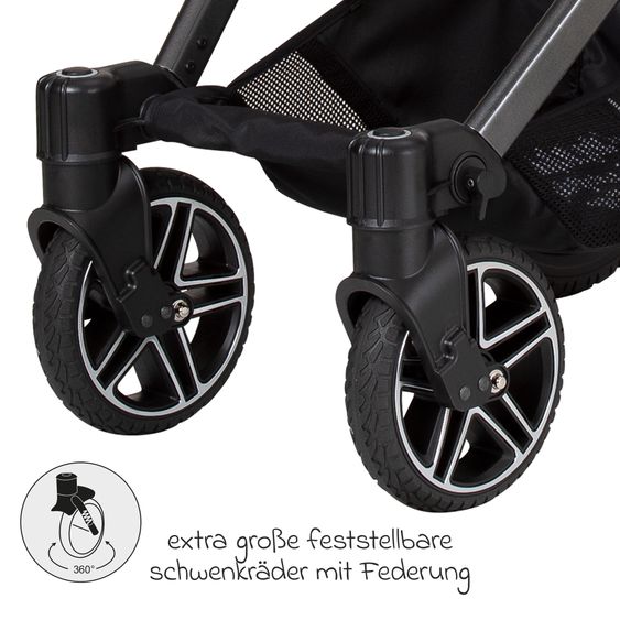 Hartan Passeggino e carrozzina Vip GTS fino a 22 kg di portata con maniglione telescopico incluso parapioggia - Happy Feet