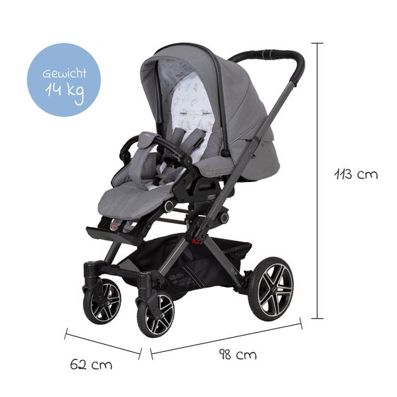 Hartan Buggy & Sportwagen Vip GTS bis 22 kg belastbar mit Teleskopschieber inkl. Regenschutz - Little Zoo