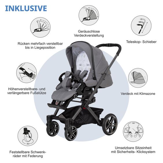 Hartan Buggy & Sportwagen Vip GTS bis 22 kg belastbar mit Teleskopschieber inkl. Regenschutz - Little Zoo