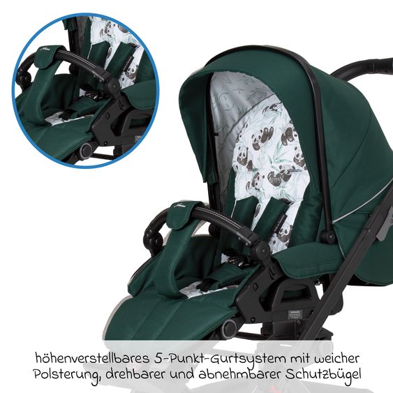 Hartan Passeggino e carrozzina Vip GTS fino a 22 kg di portata con maniglione telescopico incluso parapioggia - Panda Family