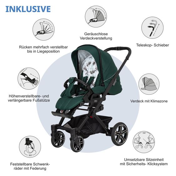 Hartan Passeggino e carrozzina Vip GTS fino a 22 kg di portata con maniglione telescopico incluso parapioggia - Panda Family