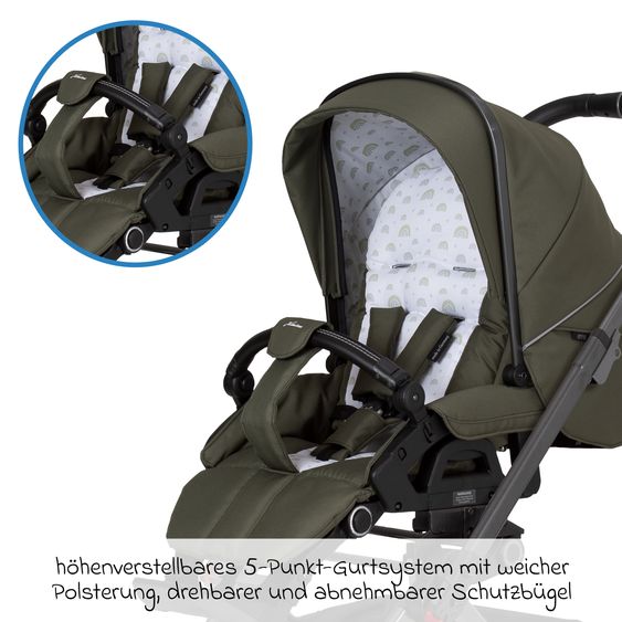 Hartan Buggy & Sportwagen Vip GTS bis 22 kg belastbar mit Teleskopschieber inkl. Regenschutz - Rainbow