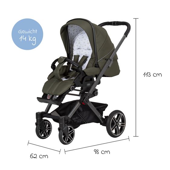 Hartan Buggy & pushchair Vip GTS up to 22 kg load capacity with telescopic push bar incl. rain cover - Rainbow