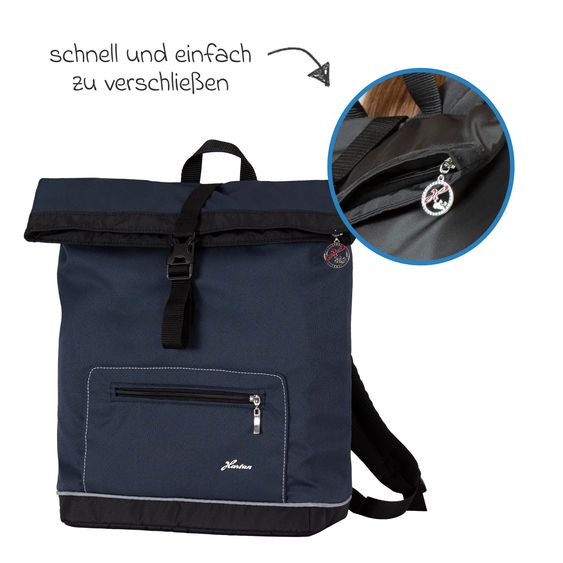 Hartan Wickelrucksack Space Bag Casual Rolltop inkl. Wickelauflage, Schmutztasche & Flaschenhalter - Navy Stripes