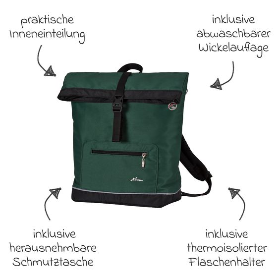 Hartan Wickelrucksack Space Bag Casual Rolltop inkl. Wickelauflage, Schmutztasche & Flaschenhalter - Panda Family