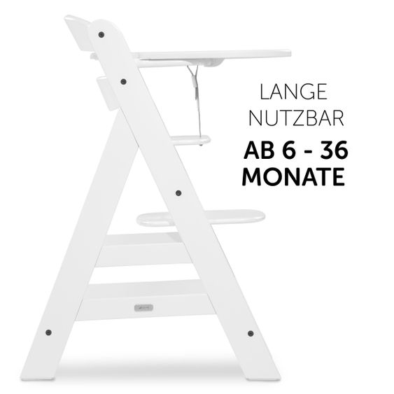 Hauck 12-tlg. Esslern-Set für Alpha Plus - Essbrett Click Tray + 2x Teller + 2x Besteck + 5x Klettlätzchen - Weiß Grau Salbei