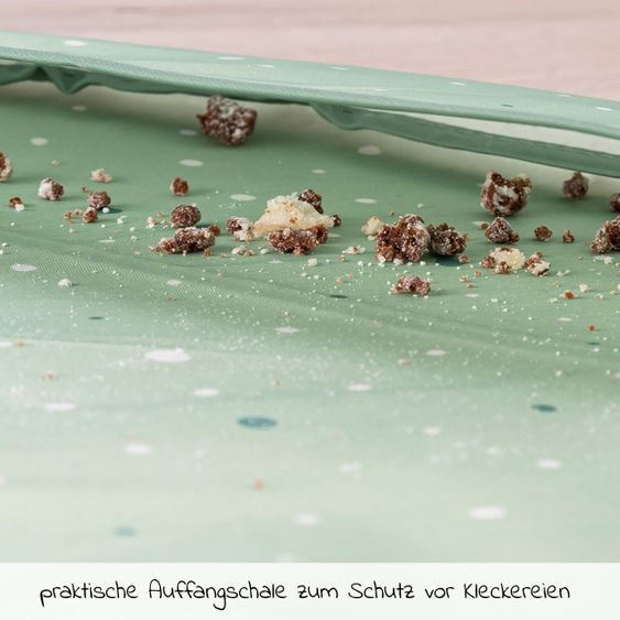 Hauck 12-tlg. Esslern-Set für Alpha Plus - Essbrett Click Tray + 2x Teller + 2x Besteck + 5x Klettlätzchen - Weiß Grau Salbei