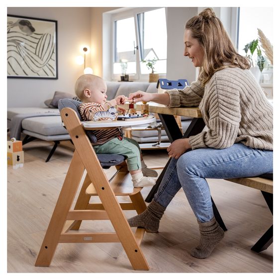 Hauck Set Économique Alpha Plus 2 Pièces - Chaise Haute + Coussin De Siège Deluxe - Beige - Naturel
