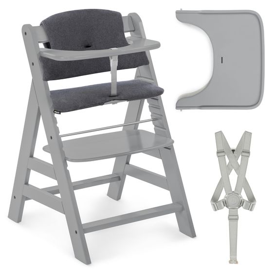 Hauck 2-pc Alpha Plus Saver Set - Highchair + Seat Cushion Deluxe - Grey