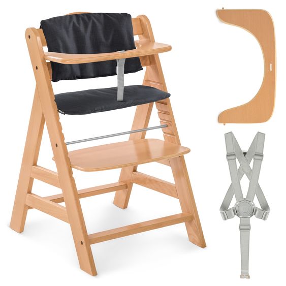 Hauck Set risparmio Alpha Plus 2 pz. Seggiolone + Cuscino Deluxe in Melange Charcoal - Naturale