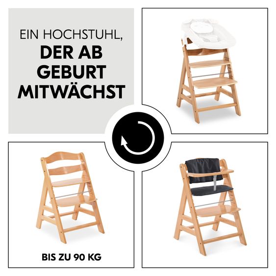 Hauck Set risparmio Alpha Plus 2 pz. Seggiolone + Cuscino Deluxe in Melange Charcoal - Naturale