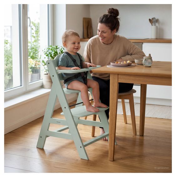 Hauck 2-pcs Alpha Plus Saver Set - Highchair + seat cushion - Muslin - Mint