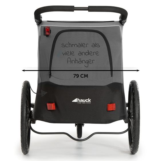 Hauck 2in1 Fahrradanhänger Dryk Duo für 2 Kinder (bis 44 kg) - Bike Trailer & City Buggy - Grey