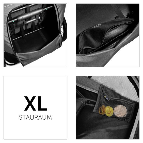 Hauck 2in1 Fahrradanhänger Dryk Duo für 2 Kinder (bis 44 kg) - Bike Trailer & City Buggy - inkl. Faltgarage - Melange Grey