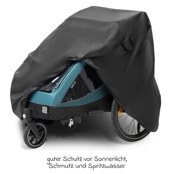 Hauck 2in1 Fahrradanhänger Dryk Duo für 2 Kinder (bis 44 kg) - Bike Trailer & City Buggy - inkl. Faltgarage - Melange Grey