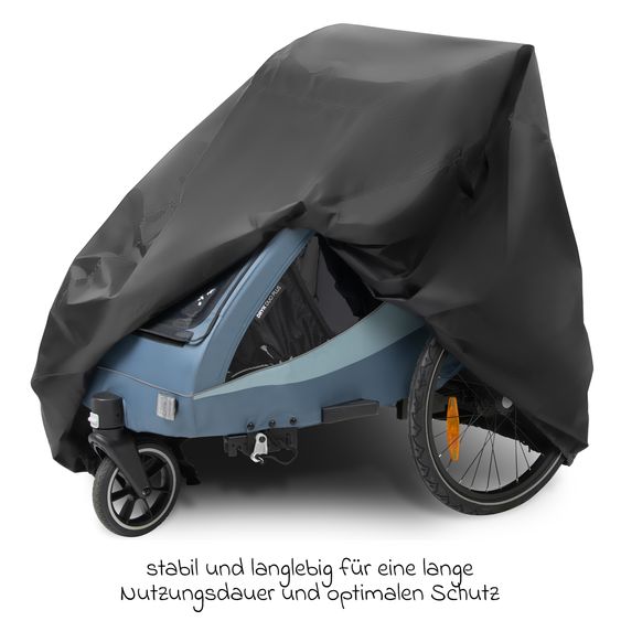 Hauck 2in1 Fahrradanhänger Dryk Duo für 2 Kinder (bis 44 kg) - Bike Trailer & City Buggy - inkl. Faltgarage - Melange Grey