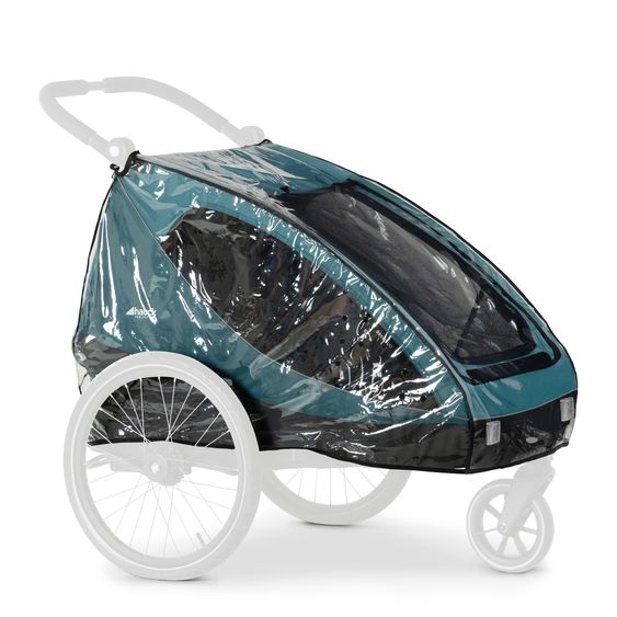 Hauck 2in1 Fahrradanhänger Dryk Duo für 2 Kinder (bis 44 kg) - Bike Trailer & City Buggy - inkl. GRATIS Schutzpaket - Melange Grey