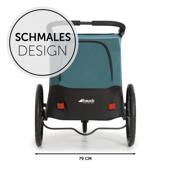 Hauck 2in1 Fahrradanhänger Dryk Duo für 2 Kinder (bis 44 kg) - Bike Trailer & City Buggy - inkl. GRATIS Schutzpaket - Ocean Green