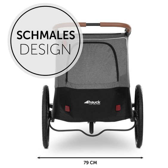 Hauck 2in1 Fahrradanhänger Dryk Duo für 2 Kinder (bis 44 kg) - Bike Trailer & City Buggy - Melange Grey