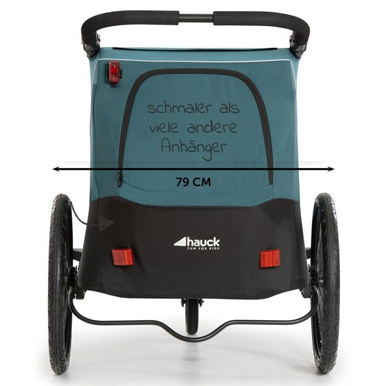 Hauck 2in1 Fahrradanhänger Dryk Duo für 2 Kinder (bis 44 kg) - Bike Trailer & City Buggy - Petrol