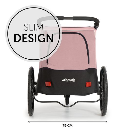 Hauck 2in1 Fahrradanhänger Dryk Duo für 2 Kinder (bis 44 kg) - Bike Trailer & City Buggy - Rose