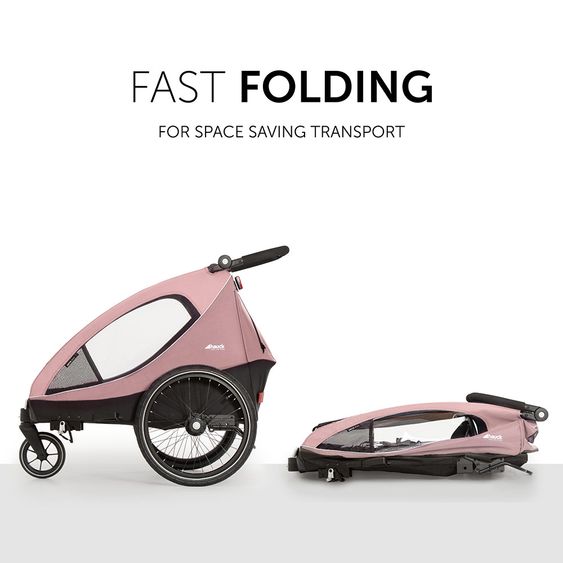 Hauck 2in1 Fahrradanhänger Dryk Duo für 2 Kinder (bis 44 kg) - Bike Trailer & City Buggy - Rose