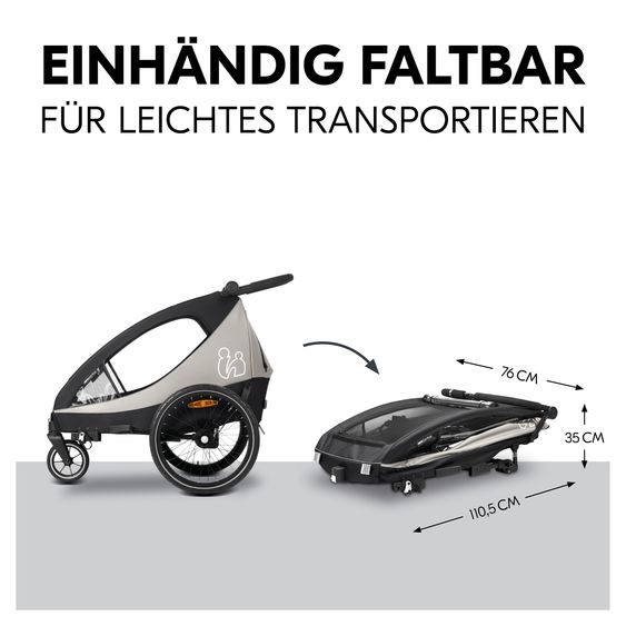 Hauck 2in1 Fahrradanhänger Dryk Duo Plus für 2 Kinder (bis 44 kg) - Bike Trailer & City Buggy - Black