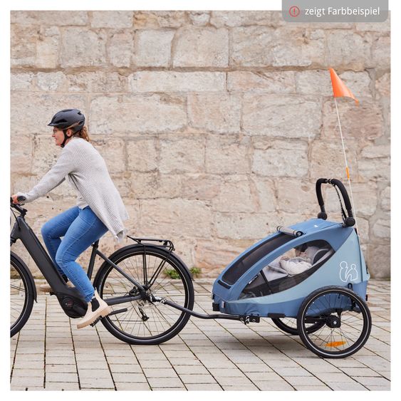 Hauck Rimorchio bici 2in1 Dryk Duo Plus per 2 bambini (fino a 44 kg) - Rimorchio bici e city buggy - Verde scuro