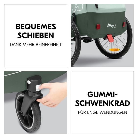 Hauck 2in1 bike trailer Dryk Duo Plus for 2 children (up to 44 kg) - Bike Trailer & City Buggy - Dark Green