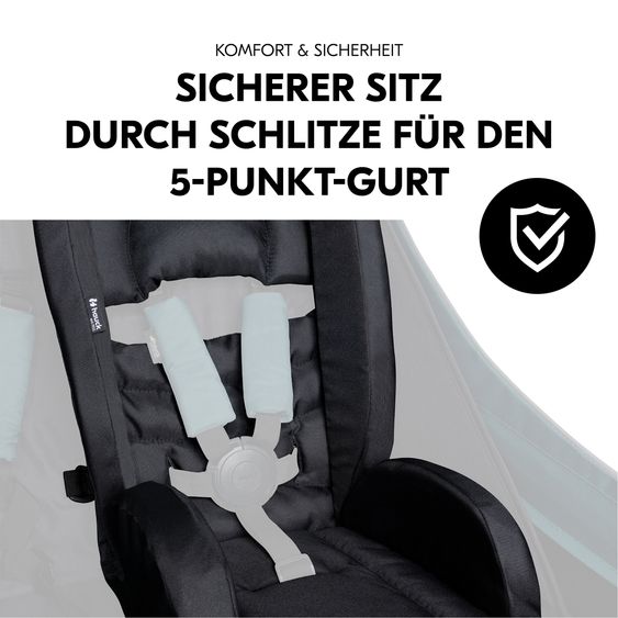 Hauck Set risparmio 2in1 Rimorchio bici Dryk Duo - per 2 bambini (fino a 44 kg) - Rimorchio bici & Passeggino cittadino - incl. 2 cuscini per sedile - Grigio