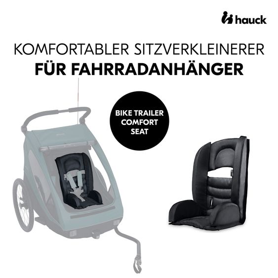 Hauck Set risparmio 2in1 Rimorchio bici Dryk Duo - per 2 bambini (fino a 44 kg) - Rimorchio bici & Passeggino cittadino - incl. 2 cuscini per sedile - Grigio