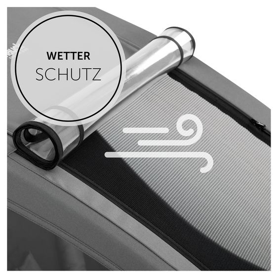 Hauck Set risparmio 2in1 Rimorchio bici Dryk Duo - per 2 bambini (fino a 44 kg) - Rimorchio bici & Passeggino Leggero City - incl. Seggiolino auto Lounger - Grigio