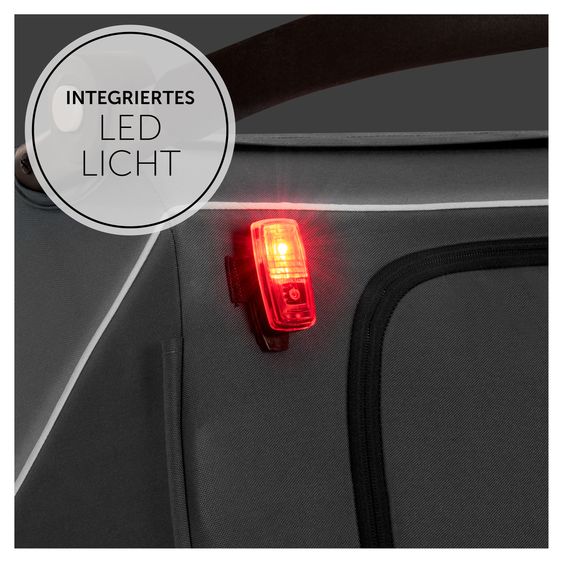 Hauck Set risparmio 2in1 Rimorchio bici Dryk Duo - per 2 bambini (fino a 44 kg) - Rimorchio bici & Passeggino Leggero City - incl. Seggiolino auto Lounger - Grigio