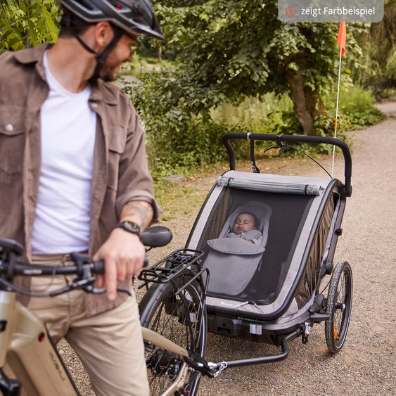 Hauck Set risparmio 2in1 Rimorchio bici Dryk Duo - per 2 bambini (fino a 44 kg) - Rimorchio bici & Passeggino Leggero City - incl. Seggiolino auto Lounger - Ocean Green