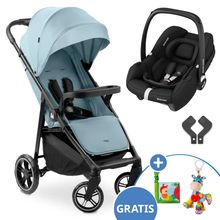 2in1 Kinderwagen-Set Shop n Care Duo Set - inkl. Maxi-Cosi i-Size Cabriofix, Adapter + GRATIS Spieltier XL & Buggybuch mit Beißecke - Dusty Blue