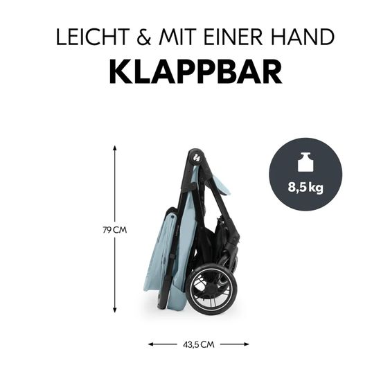 Hauck 2in1 Kinderwagen-Set Shop n Care Duo Set - inkl. Maxi-Cosi i-Size Cabriofix, Adapter + GRATIS Spieltier XL & Buggybuch mit Beißecke - Dusty Blue