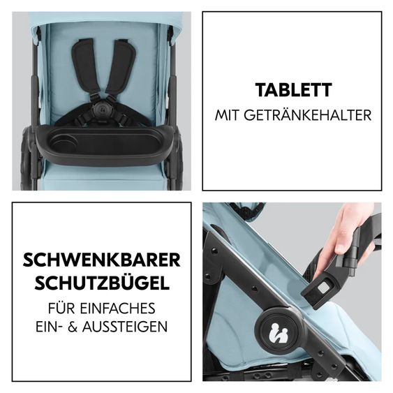 Hauck 2in1 Kinderwagen-Set Shop n Care Duo Set - inkl. Maxi-Cosi i-Size Cabriofix, Adapter + GRATIS Spieltier XL & Buggybuch mit Beißecke - Dusty Blue