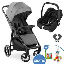 2in1 Kinderwagen-Set Shop n Care Duo Set - inkl. Maxi-Cosi i-Size Cabriofix, Adapter + GRATIS Spieltier XL & Buggybuch mit Beißecke - Grey